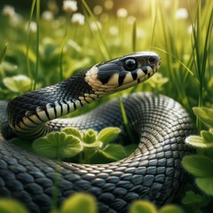 Obraz premium Close-up of a grass snake