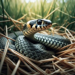Close-up of a grass snake
