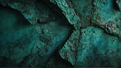 jade green to turquoise blue gradient color rough grunge rock texture close-up background from Generative AI