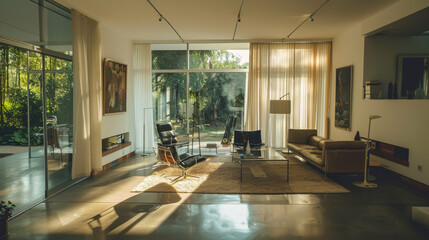 Minimalist Chic. Bauhaus Living Space with Clean Lines