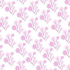 Toile de jouy style vector artwork of pink daffodils on white background vector repeat pattern