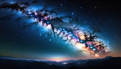 Night sky Universe filled with stars, nebula and galaxy