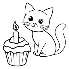 cat with a cup of candle vector illustration