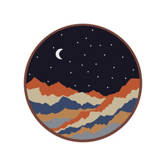 Trendy minimalist abstract landscape illustrations, set of abstract contemporary landscape posters in boho style, vector abstract landscape