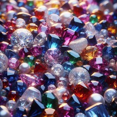 Close-up of colorful gemstones