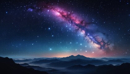 Fototapeta premium Night sky Universe filled with stars, nebula and galaxy