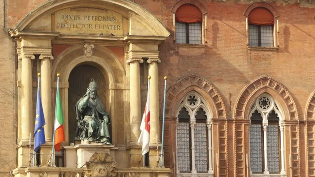 large bronze statue of Bolognese Pope Gregory XIII in Palazzo d'Accursio in Bologna, Italy