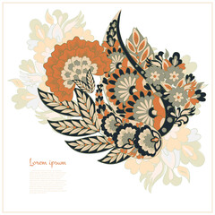 Damask Paisley Floral isolated vector ornament - 782130169