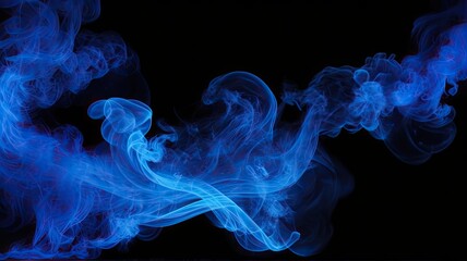 Beautiful blue smoke on a black background.