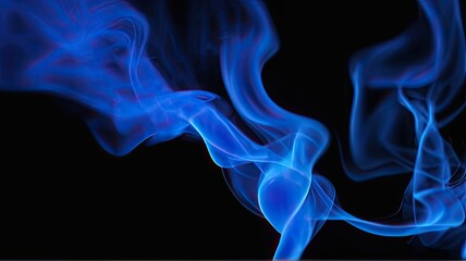 Beautiful blue smoke on a black background.