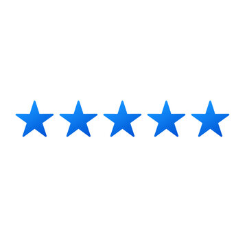 Blue Five stars customer review icon for apps and websites