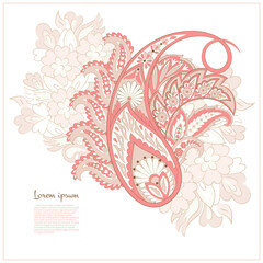 Paisley Floral oriental ethnic Pattern. Vector Damask Ornament - 782131992
