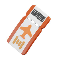 Flight ticket isolated. Travel holidays and vacation icon concept. 3d illustration