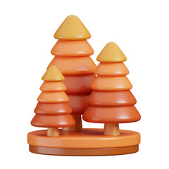 Autumn Forest, Fall Tree isolated. Travel holidays and vacation icon concept. 3d Render