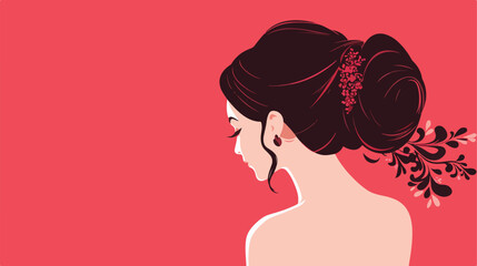 Silhouette of a women in wedding hairstyle vector i