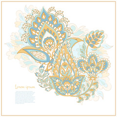 Paisley pattern in indian batik style. Floral vector illustration - 782132728