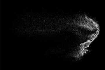 White splash texture overlay. Vector wave on black background. Light pattern textured. Abstract grain noise. Water realistic effect. Illustration, EPS 10. - 782132769