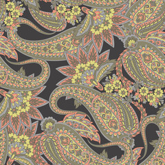 Paisley Floral oriental ethnic Pattern. Vector Seamless Ornamental Indian fabric patterns. - 782132993
