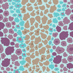 Lupin petals in coral colours and coral formation on light blue background vector artwork seamless pattern