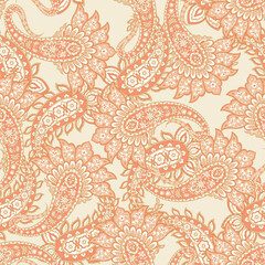 Paisley seamless floral pattern. Damask vintage background - 782133352