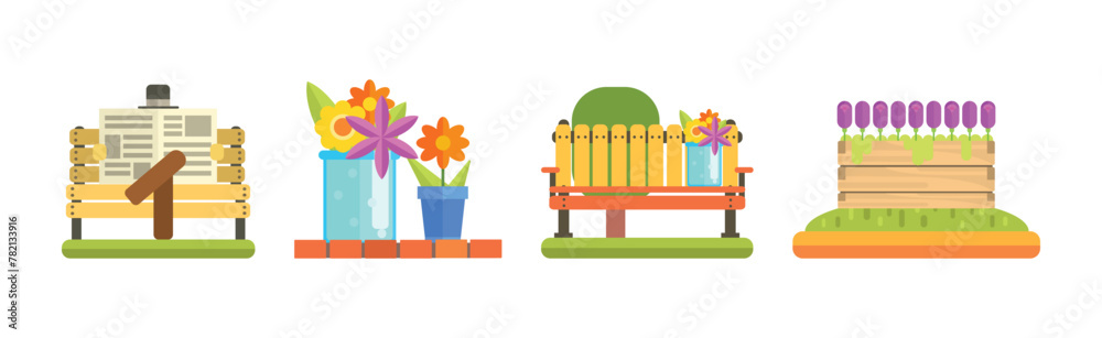 Canvas Prints park outdoor environment flat icon and element vector set