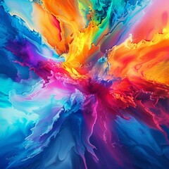 A fantasy-inspired liquid color design background depicting a mind explosion. The colorful brain splash embodies the concepts of brainstorming and inspiration.