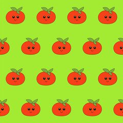 Funny Cute Tomato Vegetable Seamless Pattern. Kawaii Bright  Cartoon Character Happy Birthday Wallpaper, Wrapping, Digital Paper Print. Kid Textile fabric Fashion Style. Bold Vivid Color Swatch - 782134160
