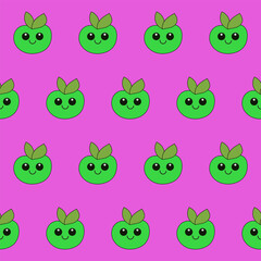 Funny Cute Apple Fruit  Seamless Pattern Background. Kawaii Bright  Cartoon Character Happy Birthday Wallpaper, Wrapping, Digital Paper Print. Kid Textile fabric Fashion Style. Bold Vivid Color Swatch - 782134174