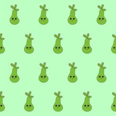 Funny Cute Pear Fruit  Seamless Pattern. Kawaii Bright  Cartoon Character Happy Birthday Wallpaper, Wrapping, Digital Paper Print. Kid Textile fabric Fashion Style. Bold Vivid Color Swatch - 782134197