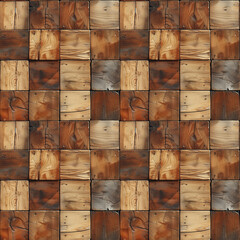 Seamless texture of wooden surface with checkered pattern