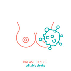 Breast carcinoma, adenocarcinoma outline icon. Malignant breast growth sign. - 782134332