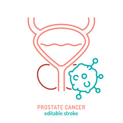 Prostate carcinoma, adenocarcinoma outline icon. Malignant cell growth sign