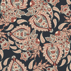 Paisley Vector Pattern. Seamless Floral Textile Background - 782135582