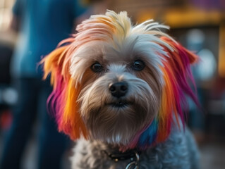 Cute Yorkshire Terrier With Colored Hair