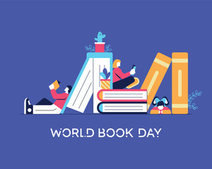 World book day illustration flat vector