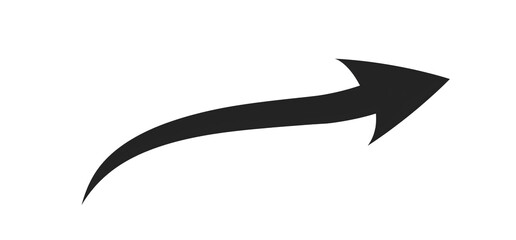 Fototapeta na wymiar A simple black arrow icon a curved arrow PNG on a transparent