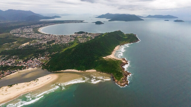 Guarda do Embaú Beach located in the state of Santa Catarina near Florianopolis. Aerial image of beach in Brazil