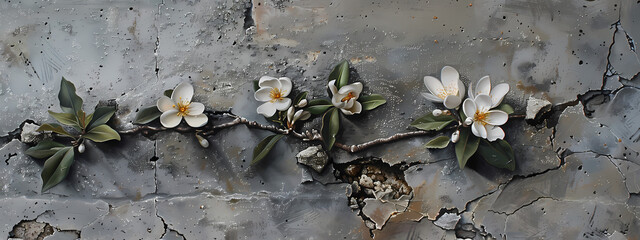 Obraz premium Growth Through Cracks: The Urban Bloom