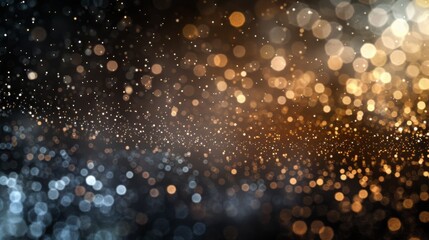 Abstract bokeh christmas lights and glitter with blue and orange tones, perfect for festive backgrounds.