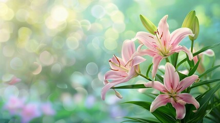 Fototapeta na wymiar Nature background with lily flowers