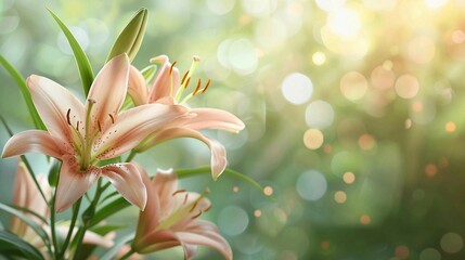 Nature background with lily flowers