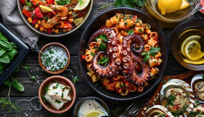Mediterranean Seafood Delicacies, Explore the flavors of the Mediterranean with images of seafood...