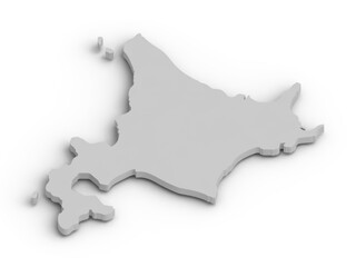 3Dでつくられた北海道の地図