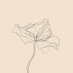Botanical art. Hand drawn continuous line drawing of abstract flower. Vector illustration - 782139128