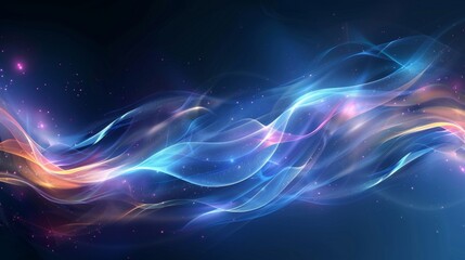 Obraz premium Abstract digital waves in shades of blue with a cosmic, star-like background.