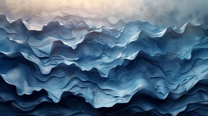 Obraz premium Blue background with dynamic waves, cool and refreshing