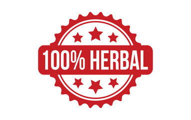 100% Herbal rubber grunge stamp seal vector