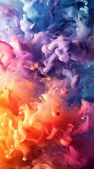 Fototapeta premium Colorful smoke patterns intertwining in vibrant hues of purple, orange, and blue, creating a mystical effect.