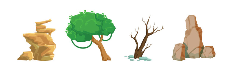 Forest Element and Outdoor Environment Object Vector Set - 782140538