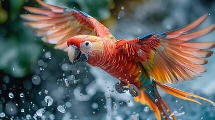 Parrot fisher in action, tropical hues against blue seas